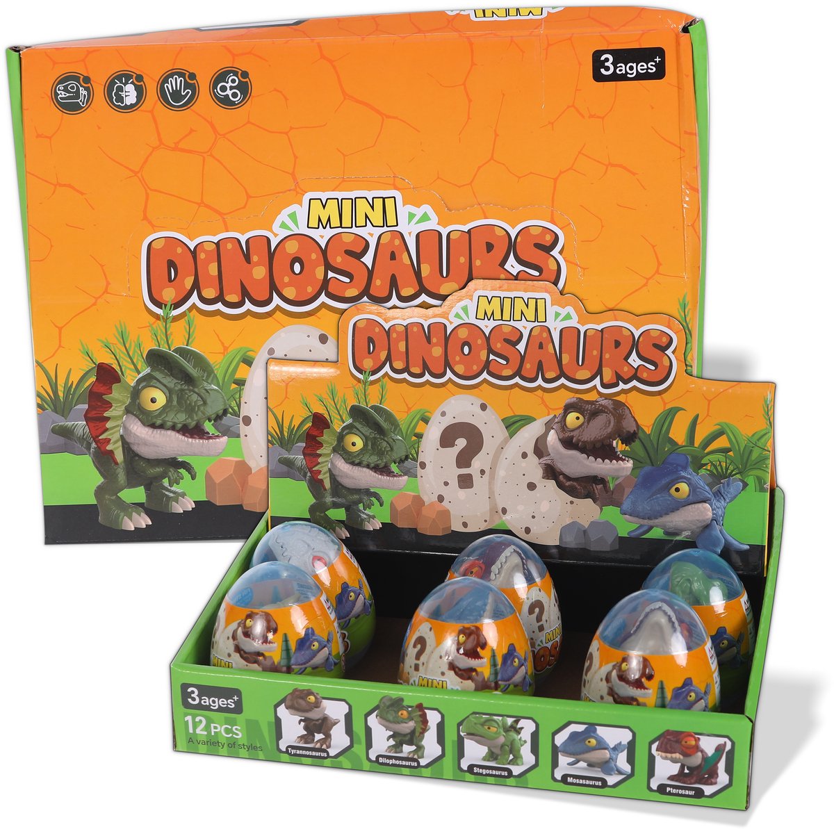 FUNFY Set van 12 Vingerbijtende Dinosaurussen | Veelkleurig | Poppenset, Vingerbijtende Dinosaurus Speelgoed, Dinosaurus Vinger Speelgoed | Interessant Interactief Kinderspeelgoed | Beste voor Verjaardag Geschenken